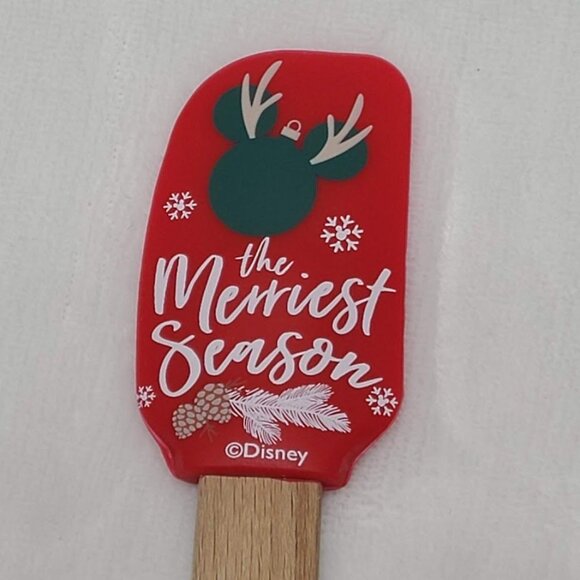 Disney Christmas Silicone Spatula Set Of 2 Mickey Mouse Wooden Handles - Picture 7 of 9